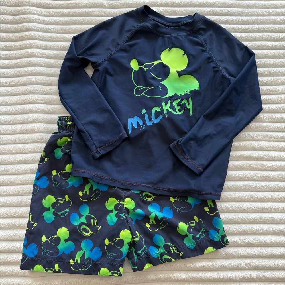 Disney Mickey Mouse bathing suit Set - Navy and Lime
